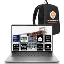 Hp Zbook 8 G1I Core Ultra 7 255H Rtx 500 Ada 4gb 24GB Ram 1tb SSD 14" Fhd+ Freedos A3ZW7ETPN313 Iş Istasyonu + Per4 Çanta
