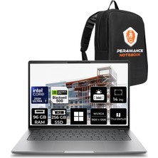 Hp Zbook 8 G1I Core Ultra 7 255H Rtx 500 Ada 4gb 96GB Ram 256GB SSD 14" Fhd+ WIN11 Pro A3ZW7ETPN441 Iş Istasyonu + Per4 Çanta