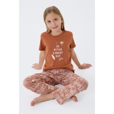 Arnetta Premium Kız Çocuk Cool Summer Rahat Kalıp %100 Pamuk Kısa Kollu Aile Pijama Takım