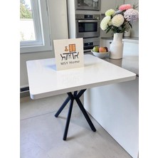 Msy Home Mono Chic 90X90 Kare Mdf Beyaz Sabit Iskandinav Yemek Masası(Sadece Masa)