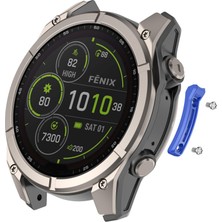 Caseonn Garmin Fenix 8 Pro – 51 Mm, Microled Montaj Setli Yan Kasa Koruyucu Metal Bumper Mavi
