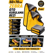 HRPAK 50X70 cm 2 Adet Çift Taraflı Zebra Mikrofiber Araç Iç Dış Yıkama Temizleme Toz Alma Kurulama Cam Bezi Araba Havlusu Oto Bezi