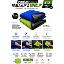 HRPAK Premium Ikili Set Mavi-Yeşil 40X40 cm 2 Adet Çift Taraflı Parlatma ve Kurulama Bezi