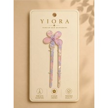 Yiora Premium Seri Ithal Kemik Asetat Fransız Topuz Tokası Çiçek Detaylı Ortası Taşlı 15-16 cm
