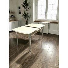 Msy Home Traverten/sonomo/siyah Mermer Gold/krom Ayaklı Mdf 80*130 Kelebek Açılabilr Yemek Masası