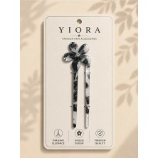 Yiora Premium Seri Ithal Kemik Asetat Fransız Topuz Tokası Çiçek Detaylı Ortası Taşlı 15-16 cm