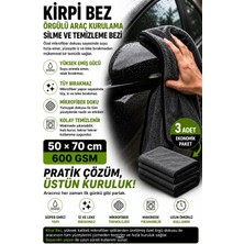 HRPAK 50X70 cm 3 Adet Kirpi Bez Profesyonel Oto Kurulama Bezi Bükümlü Iplik Ultra Kalın Doku
