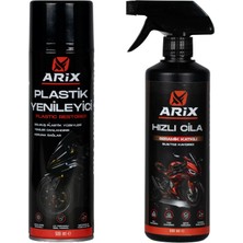 Arix Motosiklet Bakım Seti – Seramik Katkılı Hızlı Cila + Plastik Yenileyici