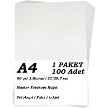 eOfis A4 Fotokopi Kağıdı 80 Gr 100'lü Paket Beyaz Renk 21x29.7 cm Kalite A
