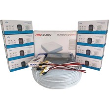 Hikvision 8'li Güvenlik Kamerası Seti, Mikrofonlu, Uzaktan Izleme, Olay Anında Bildirim