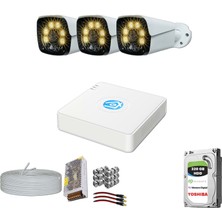Provzen 3 Kameralı 5mp Lensli 1080P Fullhd Gece Görüş Renkli Set