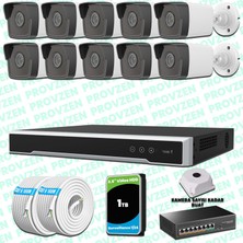 Provzen Hikvision 10 Kameralı Ip 1080P Mikrofonlu Güvenlik Kamerası Olay Anında Bildirim