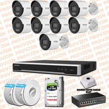Provzen Hikvision 9 Ip Kamera 7/24 Renkli Mikrofonlu Güvenlik Kamerası Olay Anında Bildirim