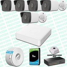 Provzen Hikvision 5 Kameralı Ip 1080P Mikrofonlu Güvenlik Kamerası Olay Anında Bildirim
