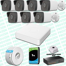 Provzen Hikvision 7 Kameralı Ip 1080P Mikrofonlu Güvenlik Kamerası Olay Anında Bildirim