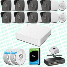 Provzen Hikvision 8 Kameralı Ip 1080P Mikrofonlu Güvenlik Kamerası Olay Anında Bildirim