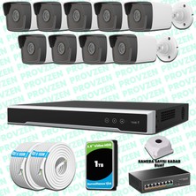 Provzen Hikvision 9 Kameralı Ip 1080P Mikrofonlu Güvenlik Kamerası Olay Anında Bildirim
