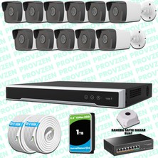 Provzen Hikvision 11 Kameralı Ip 1080P Mikrofonlu Güvenlik Kamerası Olay Anında Bildirim