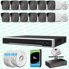 Provzen Hikvision 12 Kameralı Ip 1080P Mikrofonlu Güvenlik Kamerası Olay Anında Bildirim
