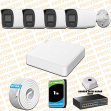 Provzen Hikvision 4 Kameralı 4mp Ip Hibrit Colorvu Güvenlik Kamerası Mikrofonlu  Olay Anında Bildirim