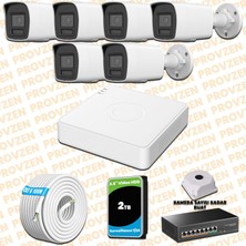 Provzen Hikvision 6 Kameralı 4mp Ip Hibrit Colorvu Güvenlik Kamerası Mikrofonlu  Olay Anında Bildirim