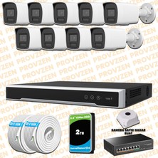 Provzen Hikvision 9 Kameralı 4mp Ip Hibrit Colorvu Güvenlik Kamerası Mikrofonlu  Olay Anında Bildirim