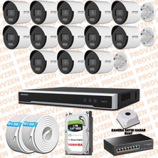 Provzen Hikvision 13 Ip Kamera 7/24 Renkli Mikrofonlu Güvenlik Kamerası Olay Anında Bildirim
