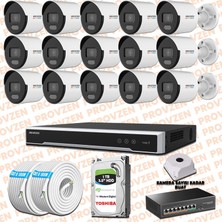 Provzen Hikvision 15 Ip Kamera 7/24 Renkli Mikrofonlu Güvenlik Kamerası Olay Anında Bildirim