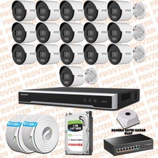 Provzen Hikvision 16 Ip Kamera 7/24 Renkli Mikrofonlu Güvenlik Kamerası Olay Anında Bildirim