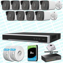 Provzen Hikvision 9 Ip Kameralı 4mp 1440P Mikrofonlu Güvenlik Kamerası
