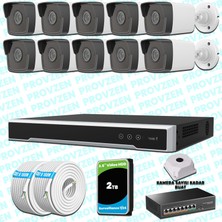 Provzen Hikvision 10 Ip Kameralı 4mp 1440P Mikrofonlu Güvenlik Kamerası