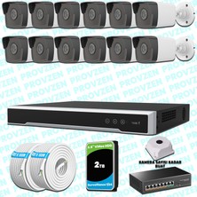 Provzen Hikvision 12 Ip Kameralı 4mp 1440P Mikrofonlu Güvenlik Kamerası