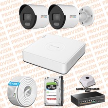 Provzen Hikvision 2 Ip 4mp Colorvu Mikrofonlu Güvenlik Kamerası Olay Anında Bildirim