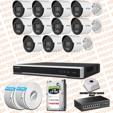 Provzen Hikvision 11 Ip 4mp Colorvu Mikrofonlu Güvenlik Kamerası Olay Anında Bildirim