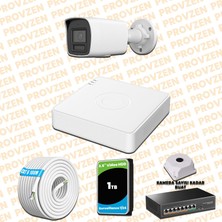 Provzen Hikvision 1 Kameralı 4mp Ip Hibrit Colorvu Güvenlik Kamerası Mikrofonlu  Olay Anında Bildirim