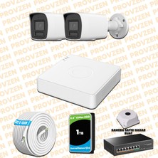 Provzen Hikvision 2 Kameralı 4mp Ip Hibrit Colorvu Güvenlik Kamerası Mikrofonlu  Olay Anında Bildirim