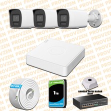 Provzen Hikvision 3 Kameralı 4mp Ip Hibrit Colorvu Güvenlik Kamerası Mikrofonlu  Olay Anında Bildirim