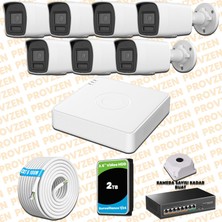 Provzen Hikvision 7 Kameralı 4mp Ip Hibrit Colorvu Güvenlik Kamerası Mikrofonlu  Olay Anında Bildirim