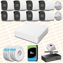 Provzen Hikvision 8 Kameralı 4mp Ip Hibrit Colorvu Güvenlik Kamerası Mikrofonlu  Olay Anında Bildirim