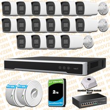 Provzen Hikvision 16 Kameralı 4mp Ip Hibrit Colorvu Güvenlik Kamerası Mikrofonlu  Olay Anında Bildirim