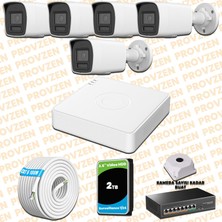 Provzen Hikvision 5 Kameralı 4mp Ip Hibrit Colorvu Güvenlik Kamerası Mikrofonlu  Olay Anında Bildirim