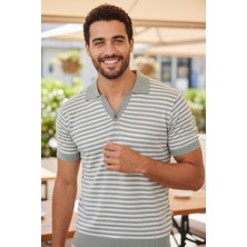 Mandala Tekstil Çizgili Polo Yaka Erkek Yazlık Triko Tshirt