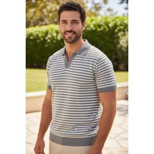 Mandala Tekstil Çizgili Polo Yaka Erkek Yazlık Triko Tshirt