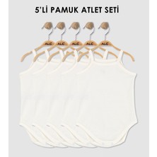 Alg Kız Bebek Askılı Atlet 5'li Set - Beyaz %100 Pamuk