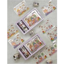 Larskas Şeffaf Kutu ile Sticker ve Washi Bant Seti, 4'lü