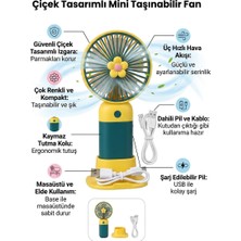 Deyhome Şarjlı Mini El Fanı 3 Kademeli USB Şarjlı Taşınabilir Masaüstü ve El Tipi Fan Ayaklı Mini Vantilatör
