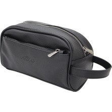 Adm Tıraş Seyahat Çantası Suni Deri 24cm X 11cm X 9cm Boyutuyla Siyah Renkli Kullanışlı Çanta