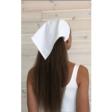 Cherila %100 Doğal Pamuk Keten Beyaz Bandana – Minimal ve Şık Aksesuar (50X50 Cm)