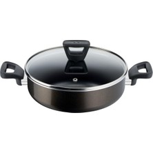 Tefal Titanyum Kaplama 26 cm Kısa Tencere - Yapışmaz Taban, Premium Pişirme, Indüksiyon Uyumlu