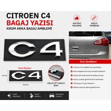 İTHAL Citroen C4 Bagaj Yazısı Krom Arka Bagaj Amblemi Logo Uyumlu